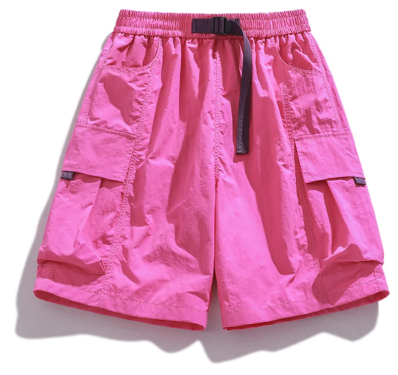Skateboard Shorts Women Summer Casual Loose Shorts With Belt Men Large Pocket Cargo Shorts Breathable Bermuda Straight  Shorts