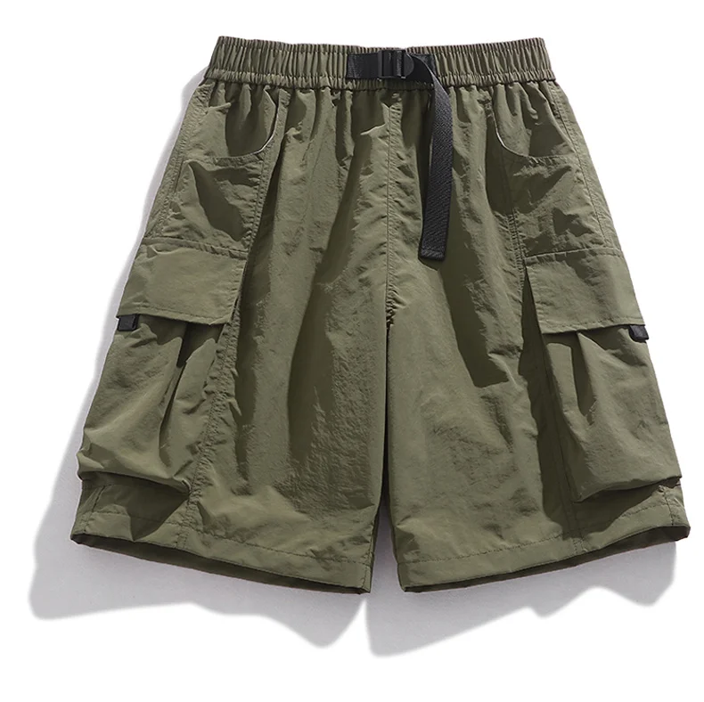 Skateboard Shorts Women Summer Casual Loose Shorts With Belt Men Large Pocket Cargo Shorts Breathable Bermuda Straight  Shorts