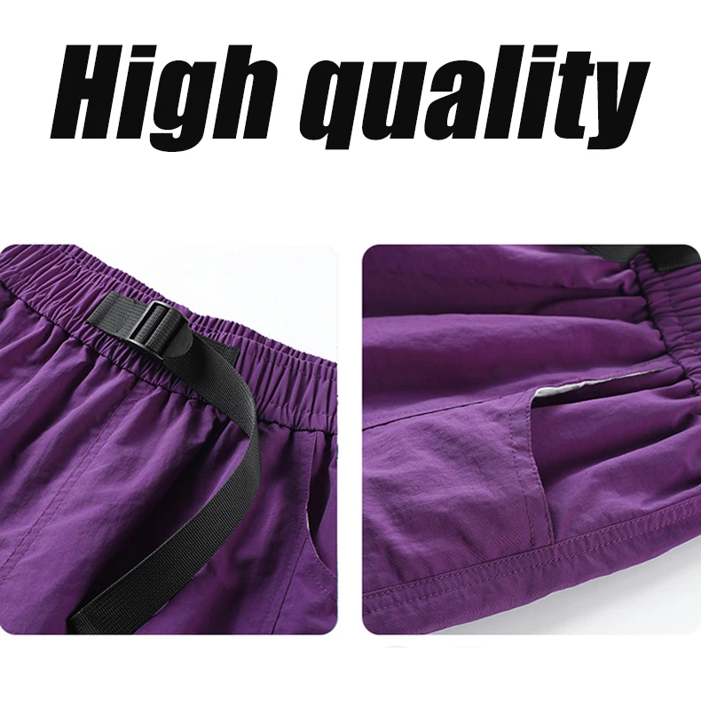 Skateboard Shorts Women Summer Casual Loose Shorts With Belt Men Large Pocket Cargo Shorts Breathable Bermuda Straight  Shorts