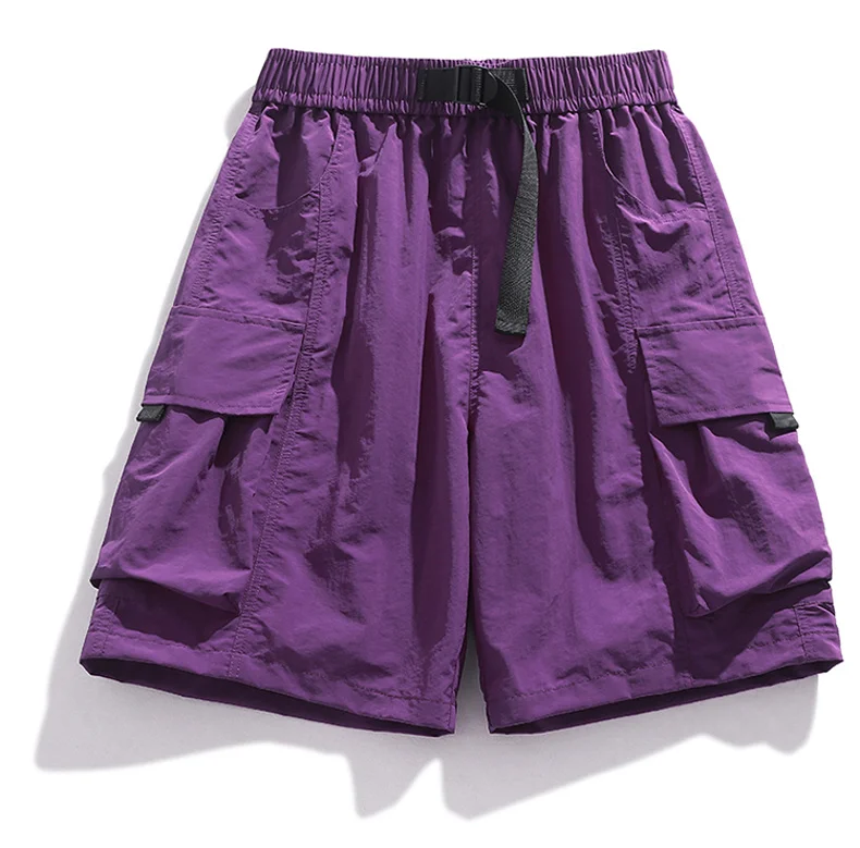 Skateboard Shorts Women Summer Casual Loose Shorts With Belt Men Large Pocket Cargo Shorts Breathable Bermuda Straight  Shorts