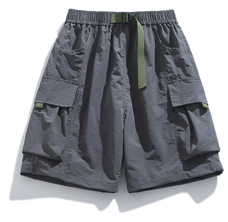 Skateboard Shorts Women Summer Casual Loose Shorts With Belt Men Large Pocket Cargo Shorts Breathable Bermuda Straight  Shorts