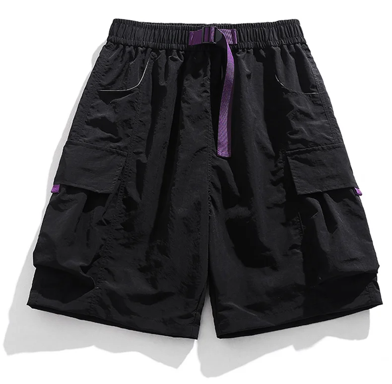 Skateboard Shorts Women Summer Casual Loose Shorts With Belt Men Large Pocket Cargo Shorts Breathable Bermuda Straight  Shorts
