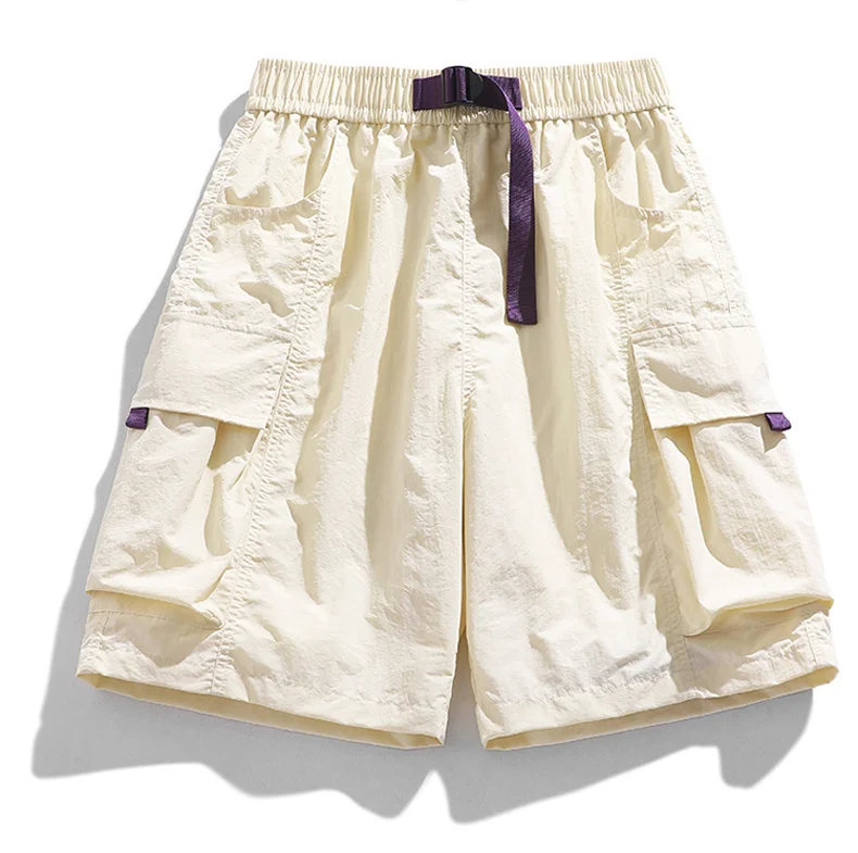 Skateboard Shorts Women Summer Casual Loose Shorts With Belt Men Large Pocket Cargo Shorts Breathable Bermuda Straight  Shorts