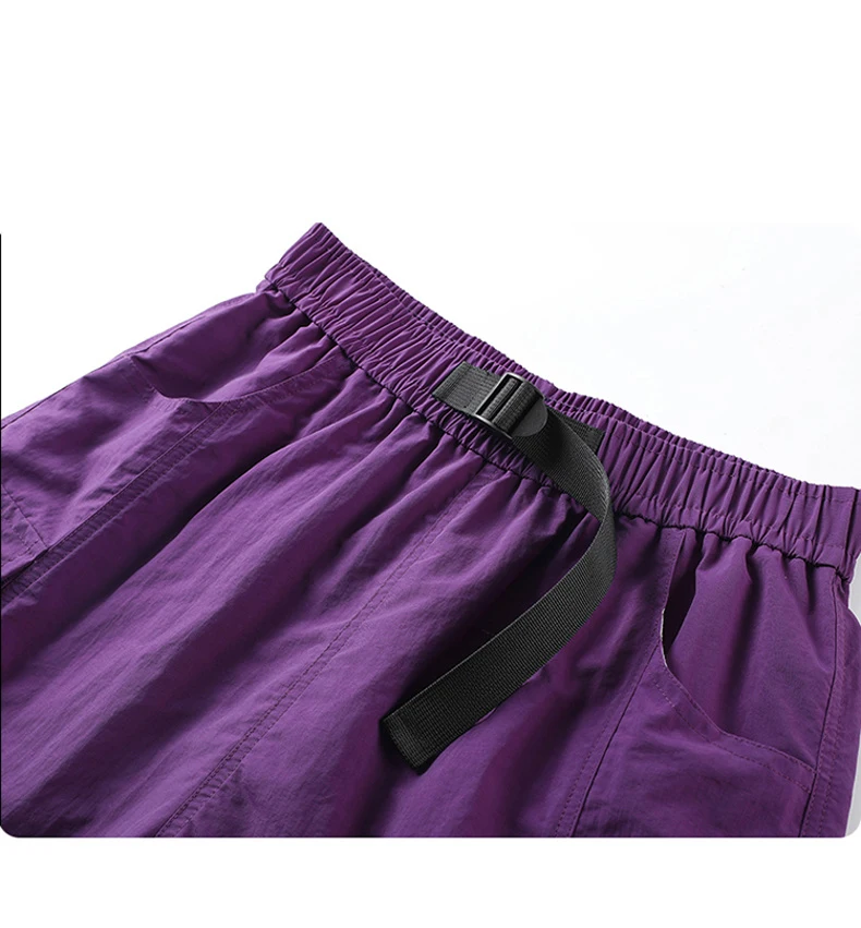 Skateboard Shorts Women Summer Casual Loose Shorts With Belt Men Large Pocket Cargo Shorts Breathable Bermuda Straight  Shorts