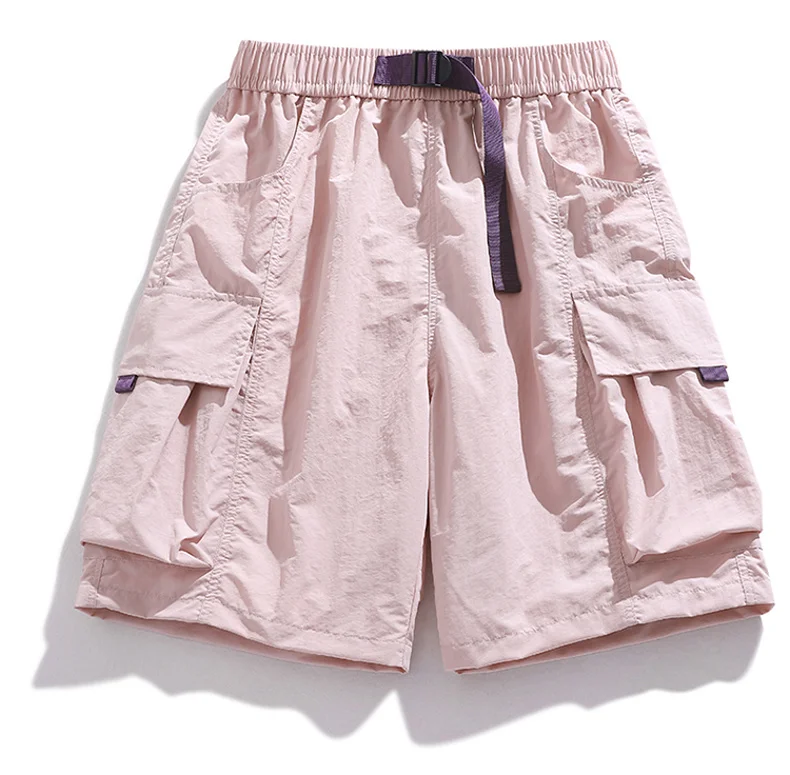 Skateboard Shorts Women Summer Casual Loose Shorts With Belt Men Large Pocket Cargo Shorts Breathable Bermuda Straight  Shorts