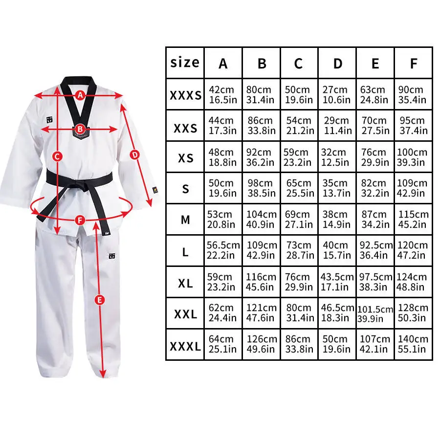 WTF Taekwondo Dobok Clothes Child Adult ITF Karate Suit Taekwondo Uniform Karate Clothes Size XXXL-XXXS