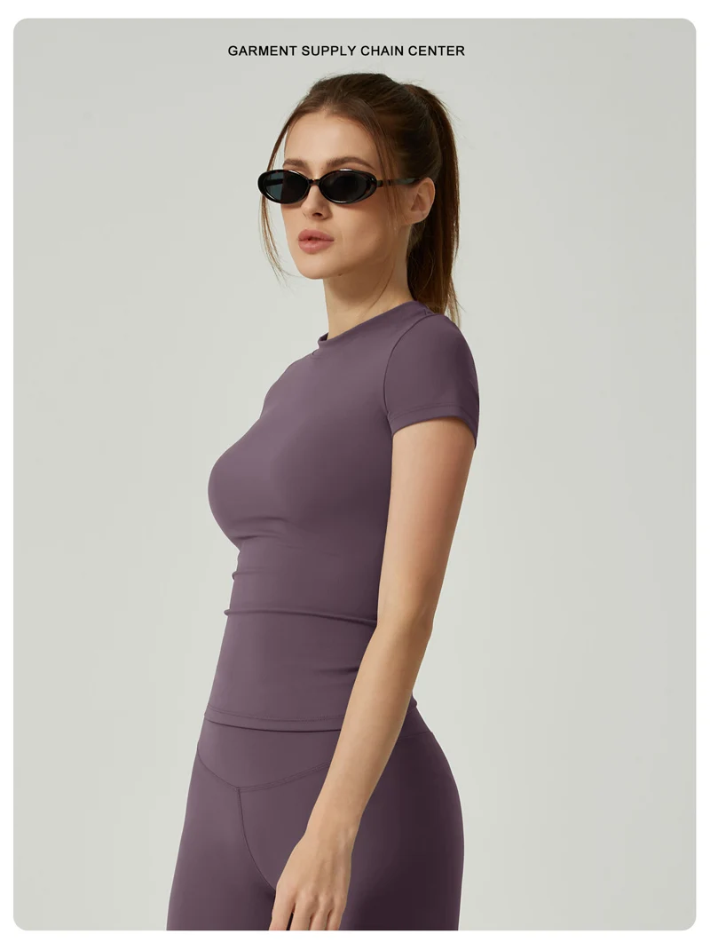 Seamless Gym Crop Top for Women Short Sleeve Yoga Top Running Sports T Shirts Fitness Workout Tee Sports Tops Activewear