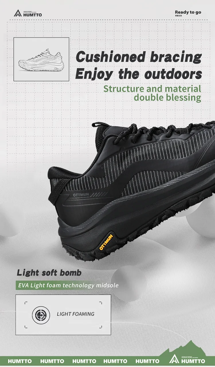 HUMTTO Breathable Trekking Shoes Outdoor Men's Sports Shoes Non-slip Hiking Boots for Men Leather Safety Walking Sneakers Man