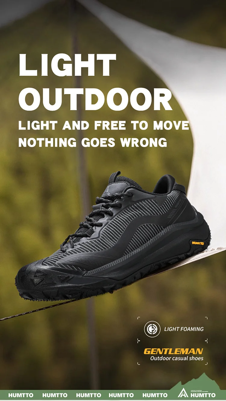 HUMTTO Breathable Trekking Shoes Outdoor Men's Sports Shoes Non-slip Hiking Boots for Men Leather Safety Walking Sneakers Man