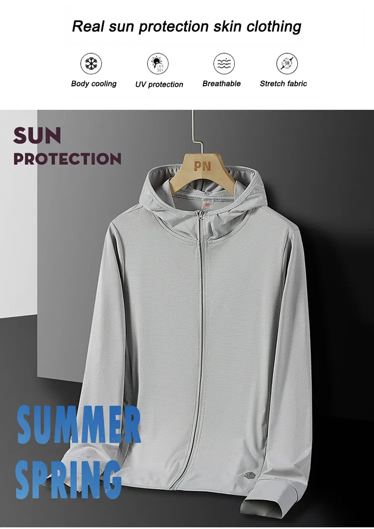 Men's & Women's Summer Running Jacket - Lightweight Sun Protective Coat, UV Hooded Sports Windbreaker, Breathable Quick-Dry Fitn