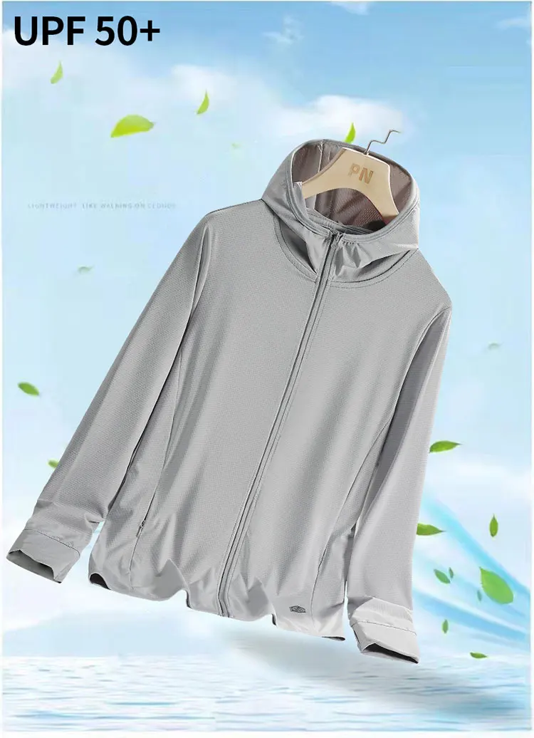 Men's & Women's Summer Running Jacket - Lightweight Sun Protective Coat, UV Hooded Sports Windbreaker, Breathable Quick-Dry Fitn