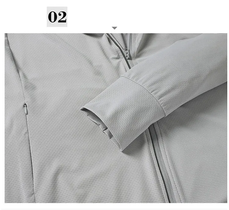 Men's & Women's Summer Running Jacket - Lightweight Sun Protective Coat, UV Hooded Sports Windbreaker, Breathable Quick-Dry Fitn