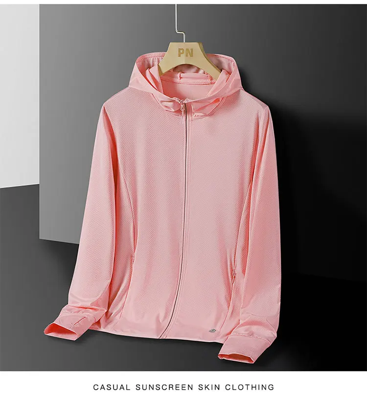 Men's & Women's Summer Running Jacket - Lightweight Sun Protective Coat, UV Hooded Sports Windbreaker, Breathable Quick-Dry Fitn