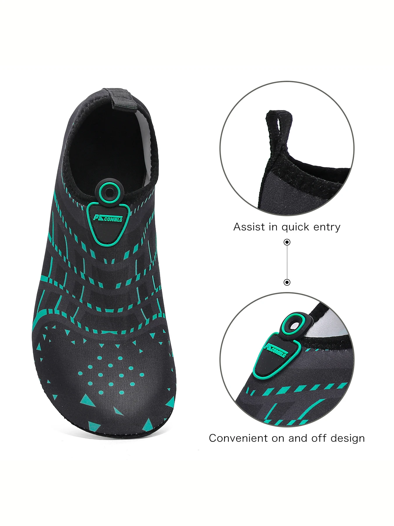 New Beach Shoes Wading Upstream Shoes Non-Slip Water Socks Swimming Shoes Breathable Treadmill Soft Shoes Black Soft Soled