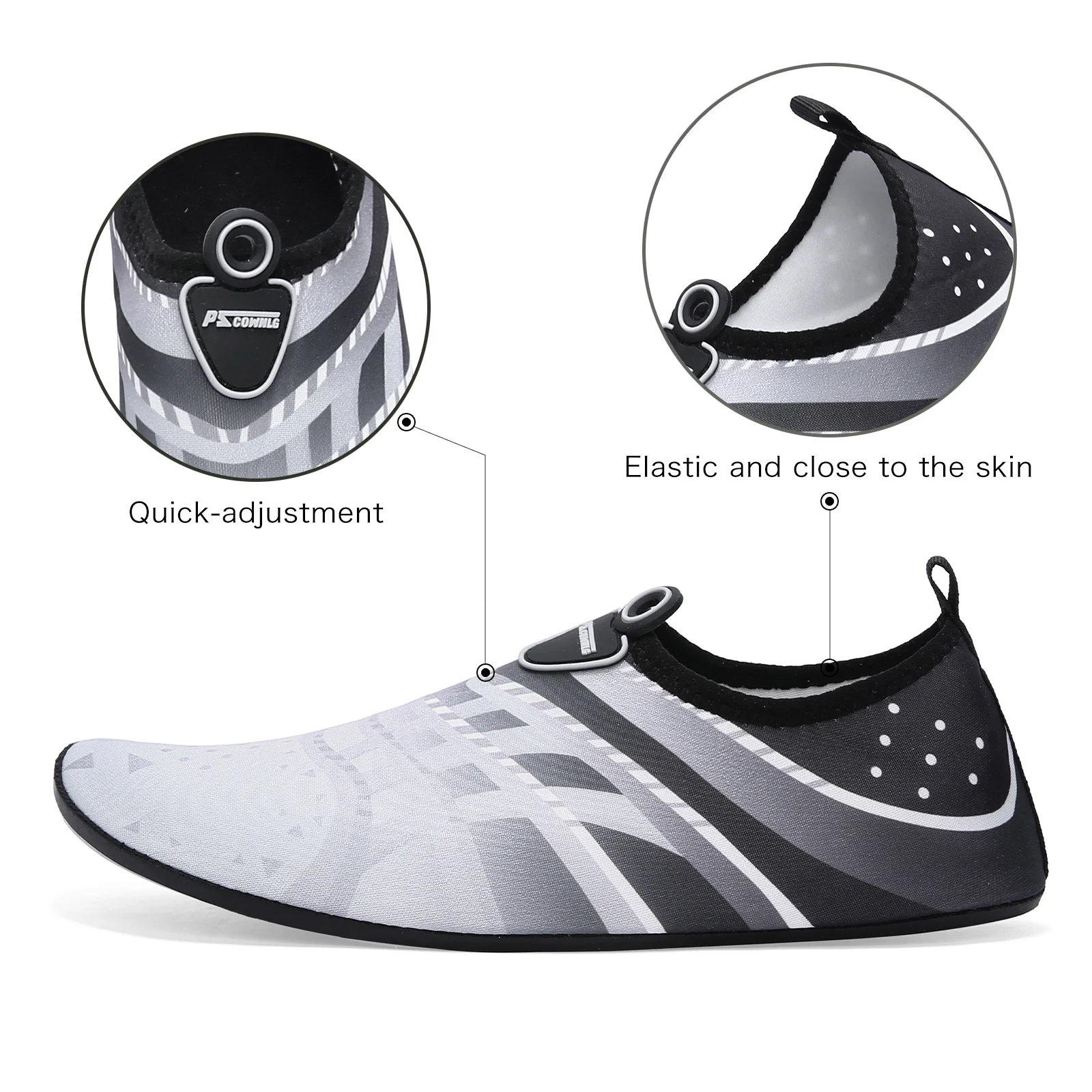 New Beach Shoes Wading Upstream Shoes Non-Slip Water Socks Swimming Shoes Breathable Treadmill Soft Shoes Black Soft Soled