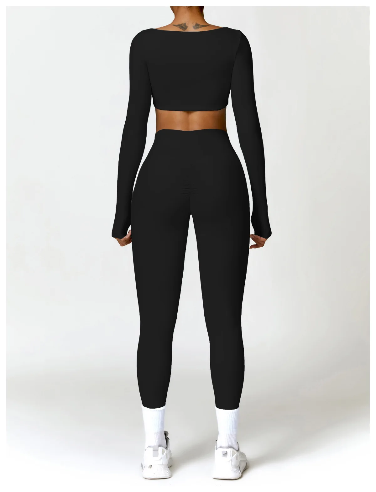 Hearuisavy Summer 2PCS Long Sleeve Gym Set Women Yoga Clothes Quick-Drying Sportswear Running Leggings Workout Sports Crop Top
