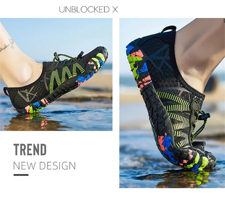 Unisex Aqua Shoes Men Women Outdoor Water Shoes Breathable Beach Quick-Dry Hiking Sneakers Five-Finger Wading Footwear Sports