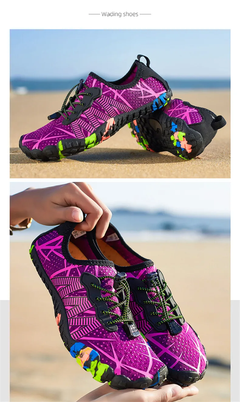 Unisex Aqua Shoes Men Women Outdoor Water Shoes Breathable Beach Quick-Dry Hiking Sneakers Five-Finger Wading Footwear Sports