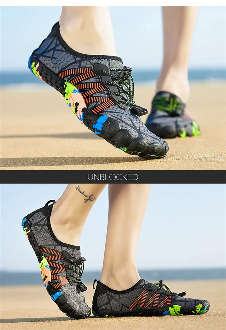 Unisex Aqua Shoes Men Women Outdoor Water Shoes Breathable Beach Quick-Dry Hiking Sneakers Five-Finger Wading Footwear Sports