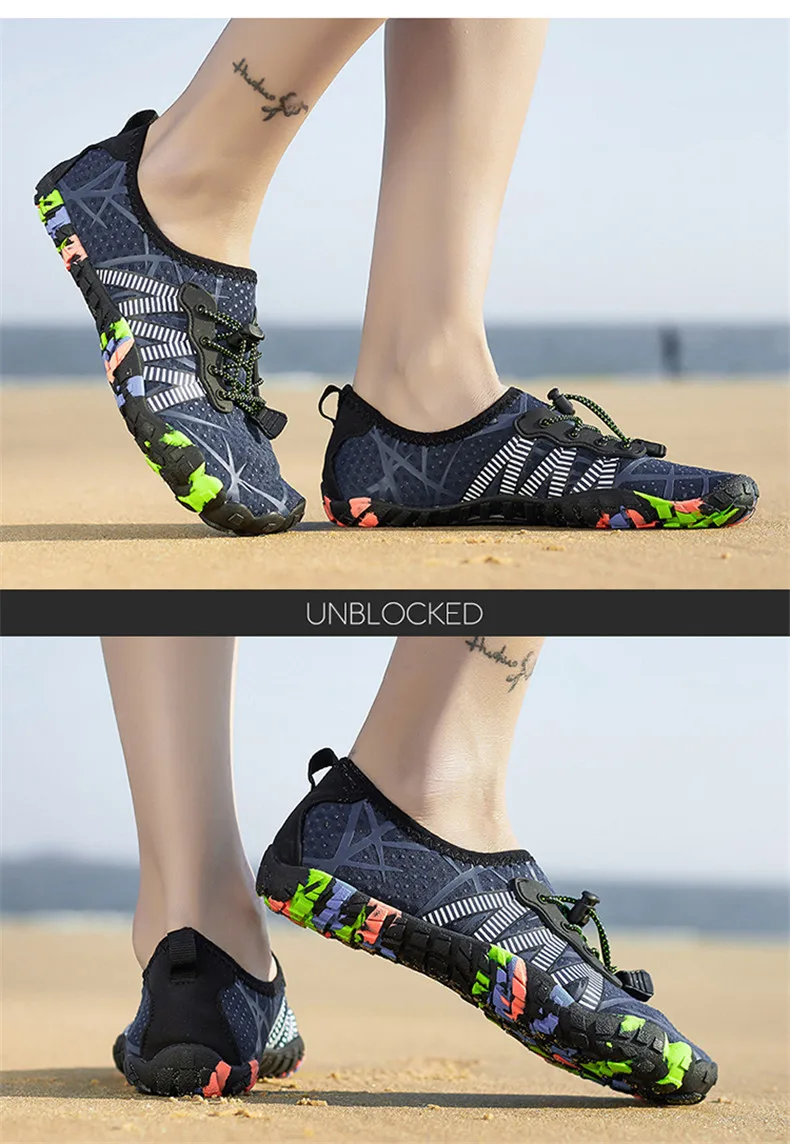Unisex Aqua Shoes Men Women Outdoor Water Shoes Breathable Beach Quick-Dry Hiking Sneakers Five-Finger Wading Footwear Sports