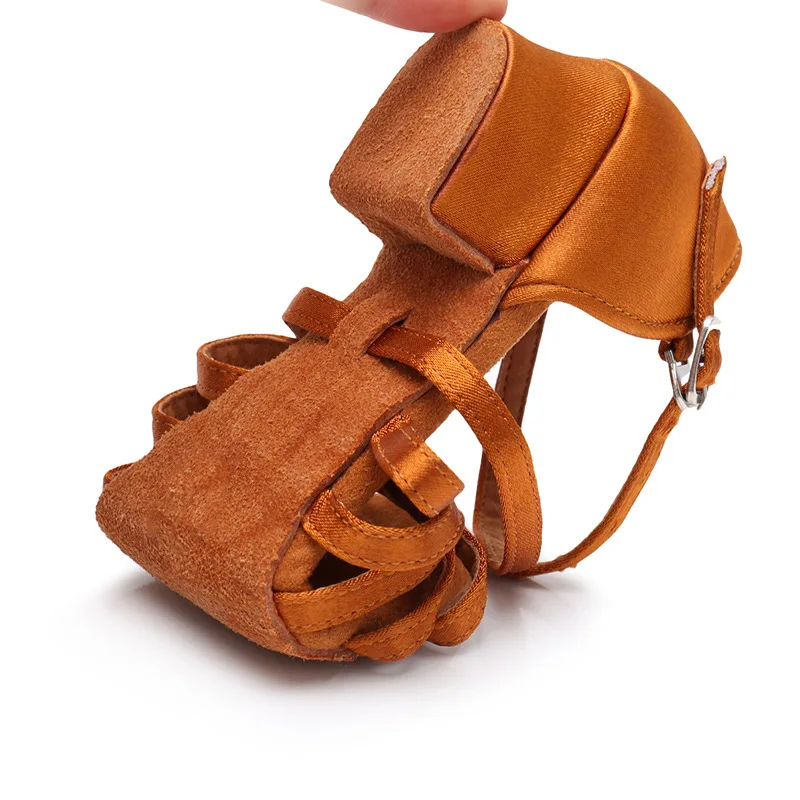 Women Latin Dance Shoes Soft Bottom Sole Girls Dance Practice Sandals Jazz Medium Heel 3.5CM Ballroom Dance