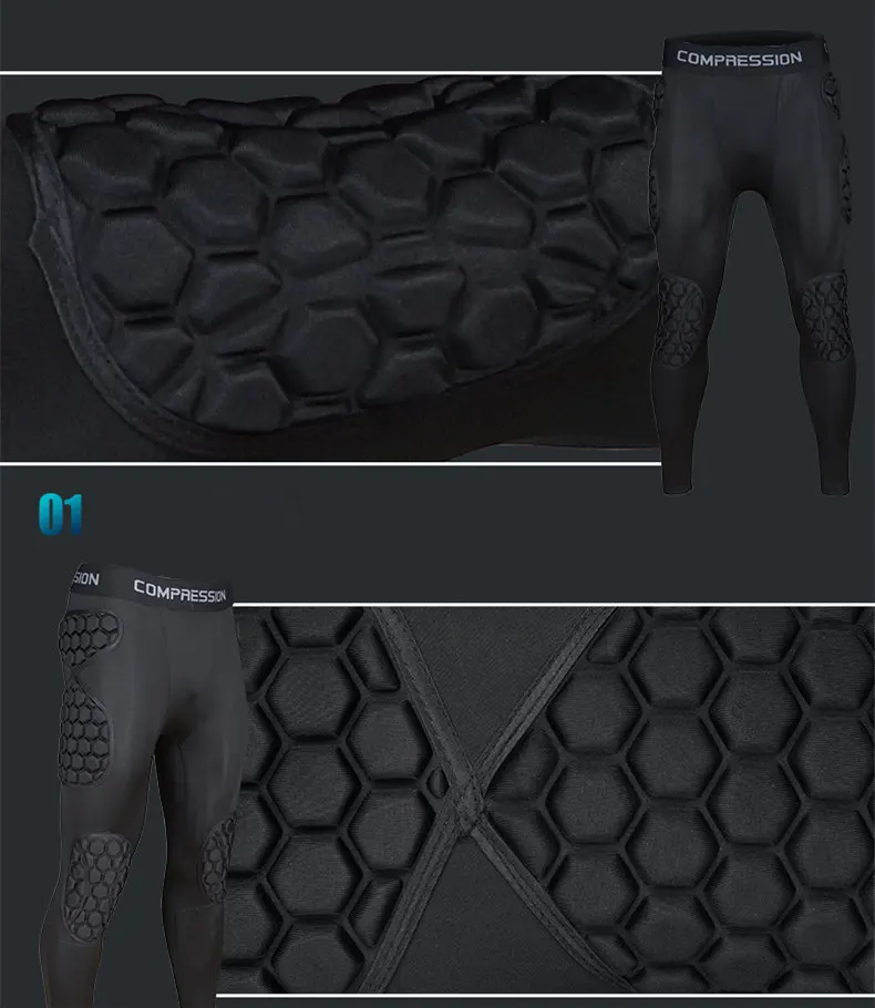 Men Soccer Goalkeeper Training Pants EVA Thicken Sponge Protection Mens Football Rugby Knee Hip Pad Trousers Long Pant Leggings