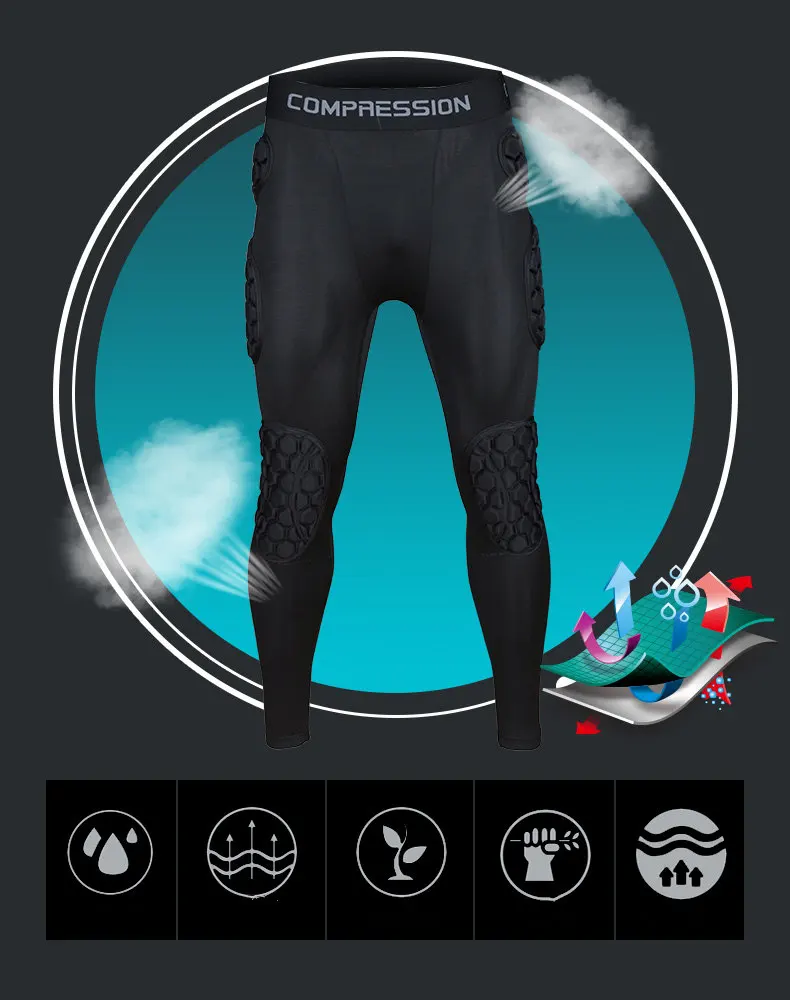 Men Soccer Goalkeeper Training Pants EVA Thicken Sponge Protection Mens Football Rugby Knee Hip Pad Trousers Long Pant Leggings