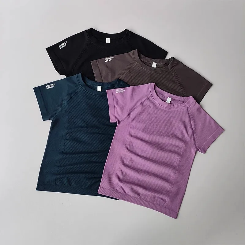 Women Yoga Top Seamless Sport T-shirt Sexy Fitness Clothes Short Sleeve Yoga Shirt Gym Top Running Active Wear Sport Top Female