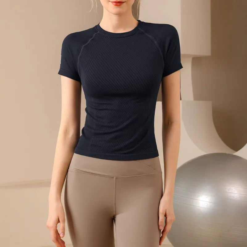 Women Yoga Top Seamless Sport T-shirt Sexy Fitness Clothes Short Sleeve Yoga Shirt Gym Top Running Active Wear Sport Top Female