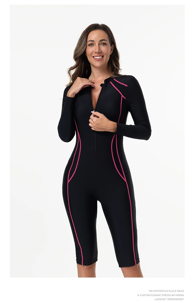 Women's Swimsuit With Sleeve One Piece Bathing Suit Female Beachwear Sport Style Swimming Costume Woman Swimwear Surfing Suit