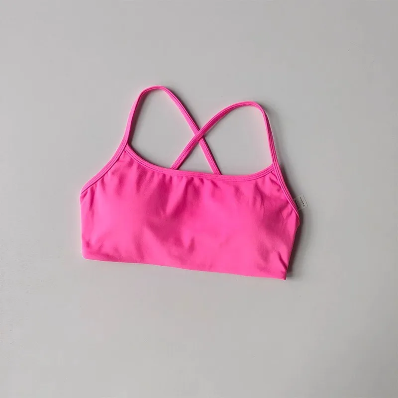 Women's Solid Color Fitness Bra Soft Cross Back Gym Sports Top with Chest Pad Push-Up Yoga Vest Sport Bra Yoga Gym Crop Top