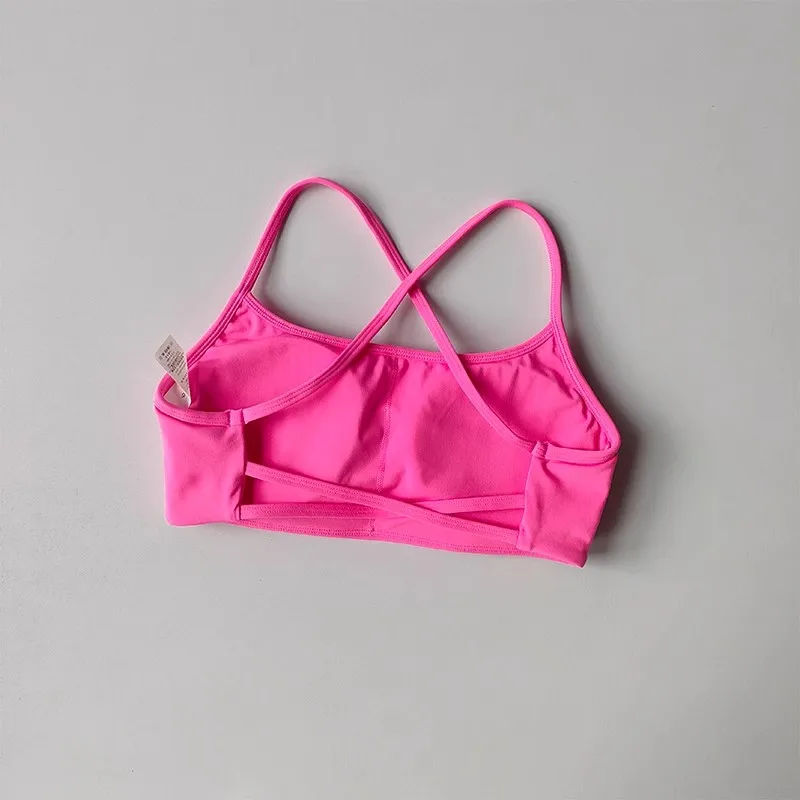 Women's Solid Color Fitness Bra Soft Cross Back Gym Sports Top with Chest Pad Push-Up Yoga Vest Sport Bra Yoga Gym Crop Top