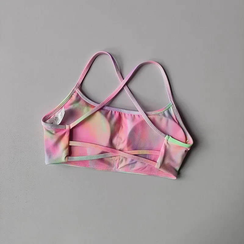 Women's Solid Color Fitness Bra Soft Cross Back Gym Sports Top with Chest Pad Push-Up Yoga Vest Sport Bra Yoga Gym Crop Top