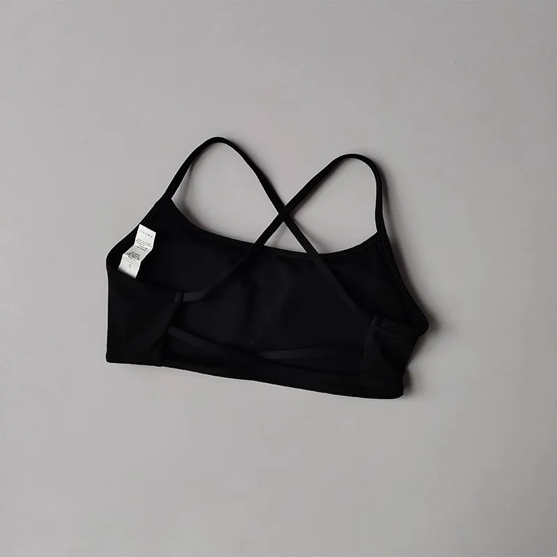 Women's Solid Color Fitness Bra Soft Cross Back Gym Sports Top with Chest Pad Push-Up Yoga Vest Sport Bra Yoga Gym Crop Top