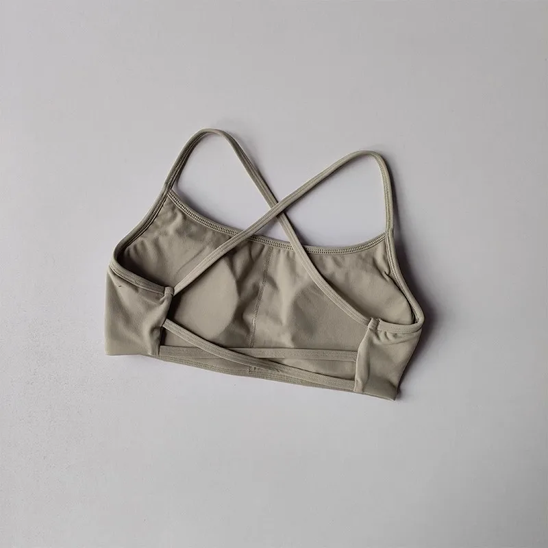 Women's Solid Color Fitness Bra Soft Cross Back Gym Sports Top with Chest Pad Push-Up Yoga Vest Sport Bra Yoga Gym Crop Top