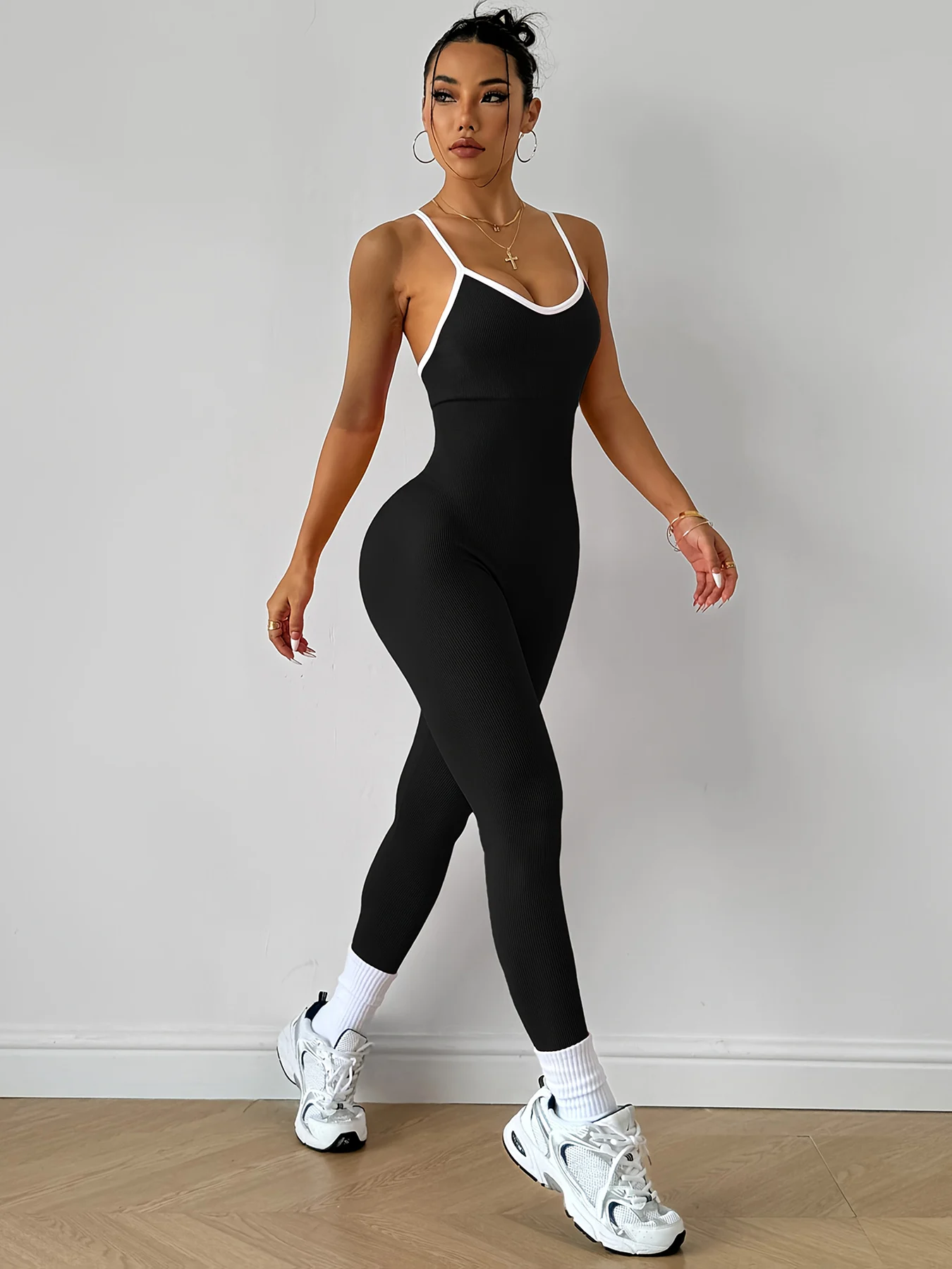 CZGUKE  Girls Pink Sports Jumpsuit Running One Piece Bodysuit Workout Rompers Women Overalls Sportswear Gym Fitness Yoga Suit