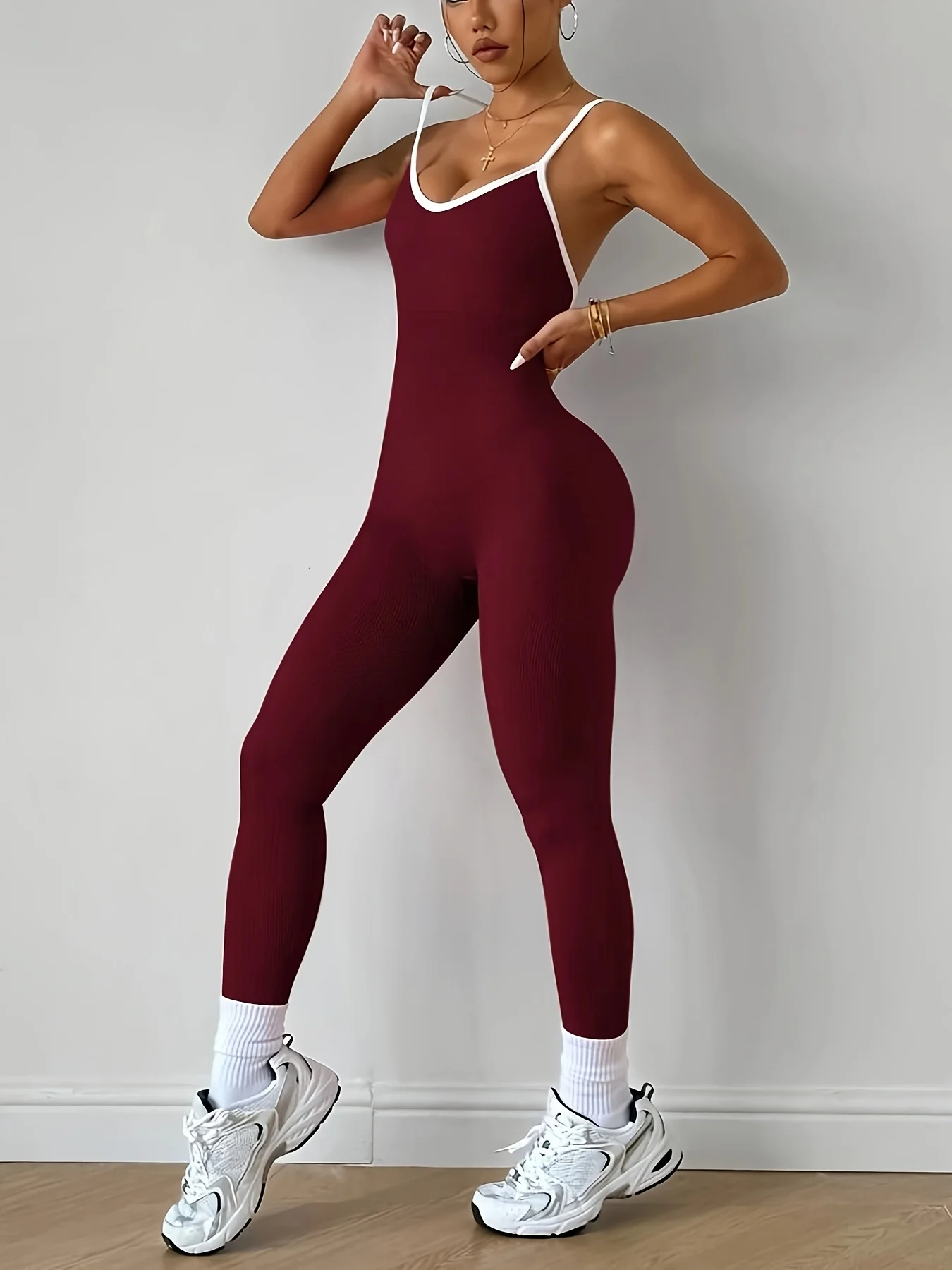 CZGUKE  Girls Pink Sports Jumpsuit Running One Piece Bodysuit Workout Rompers Women Overalls Sportswear Gym Fitness Yoga Suit