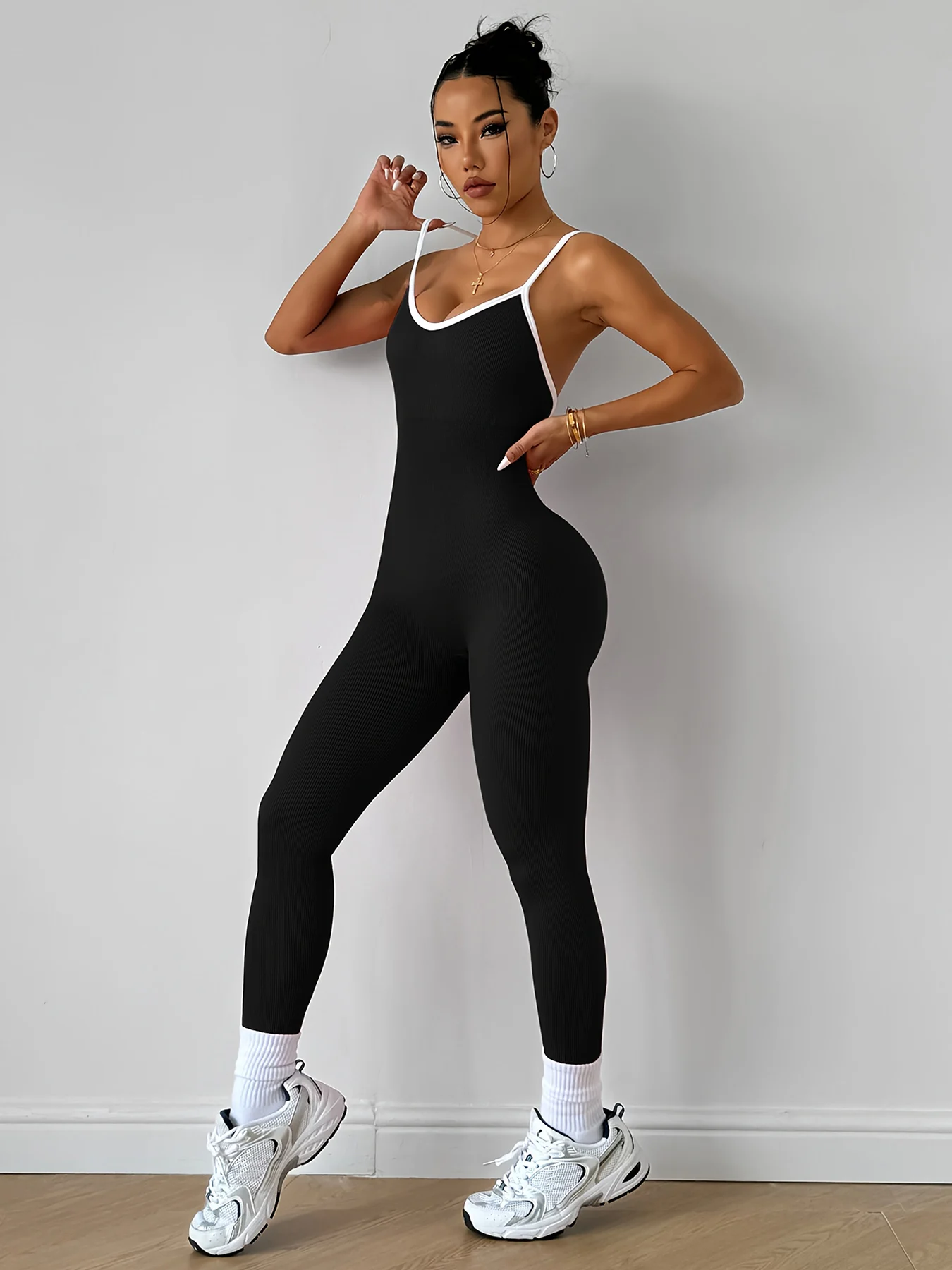 CZGUKE  Girls Pink Sports Jumpsuit Running One Piece Bodysuit Workout Rompers Women Overalls Sportswear Gym Fitness Yoga Suit