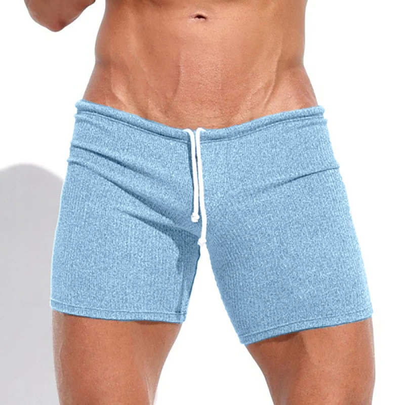 Summer Men's Shorts Casual Breathable Drawstring Shorts Solid-color Running And Sports Shorts Surfing Beach Vacation 2025 New