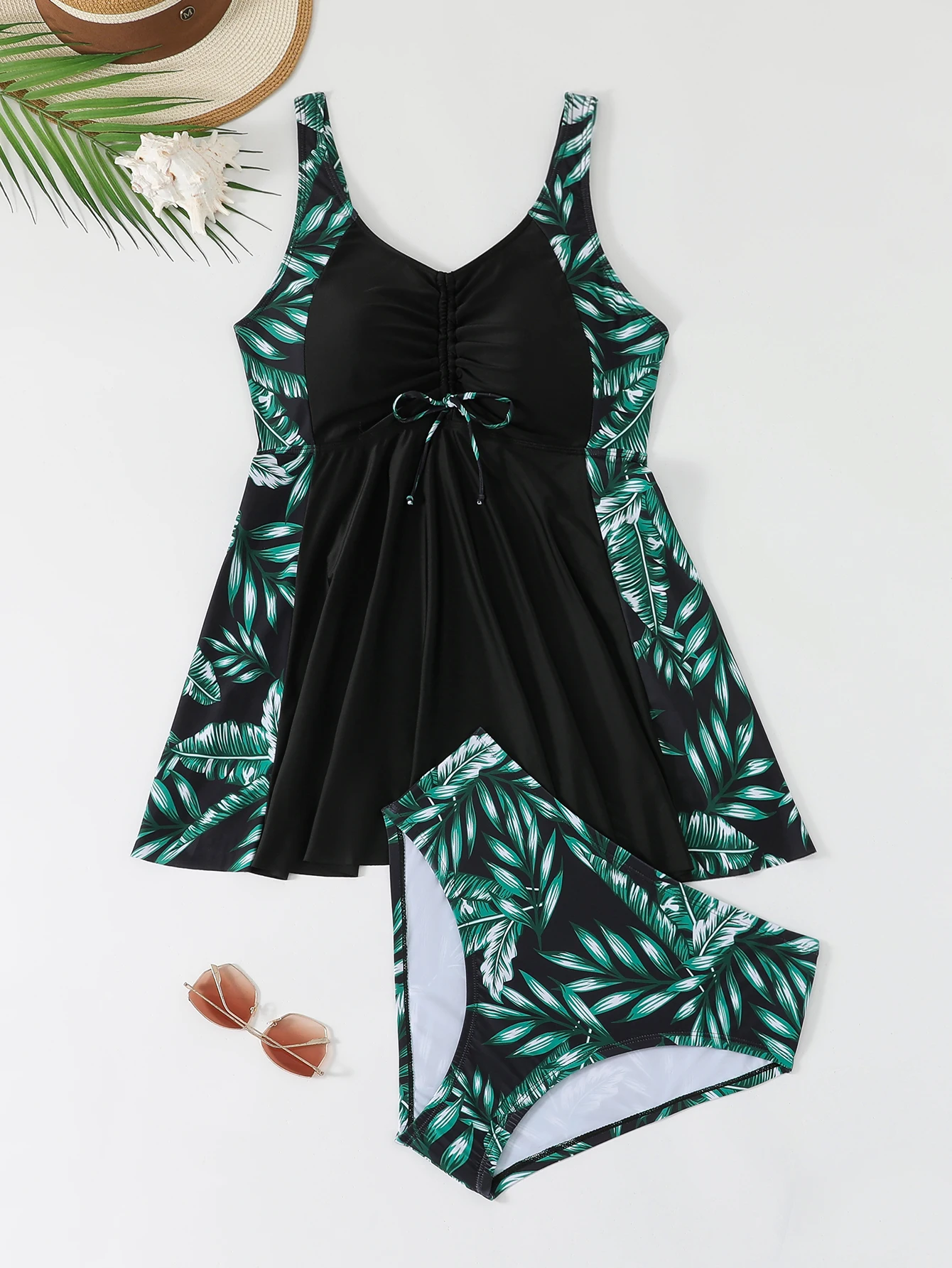2026 Swimsuit Women Leopard Large Plus Size Tankini 2 Pieces Swimwear Female Bathers Bathing Swimming Swim Suit Beach Dress 5XL