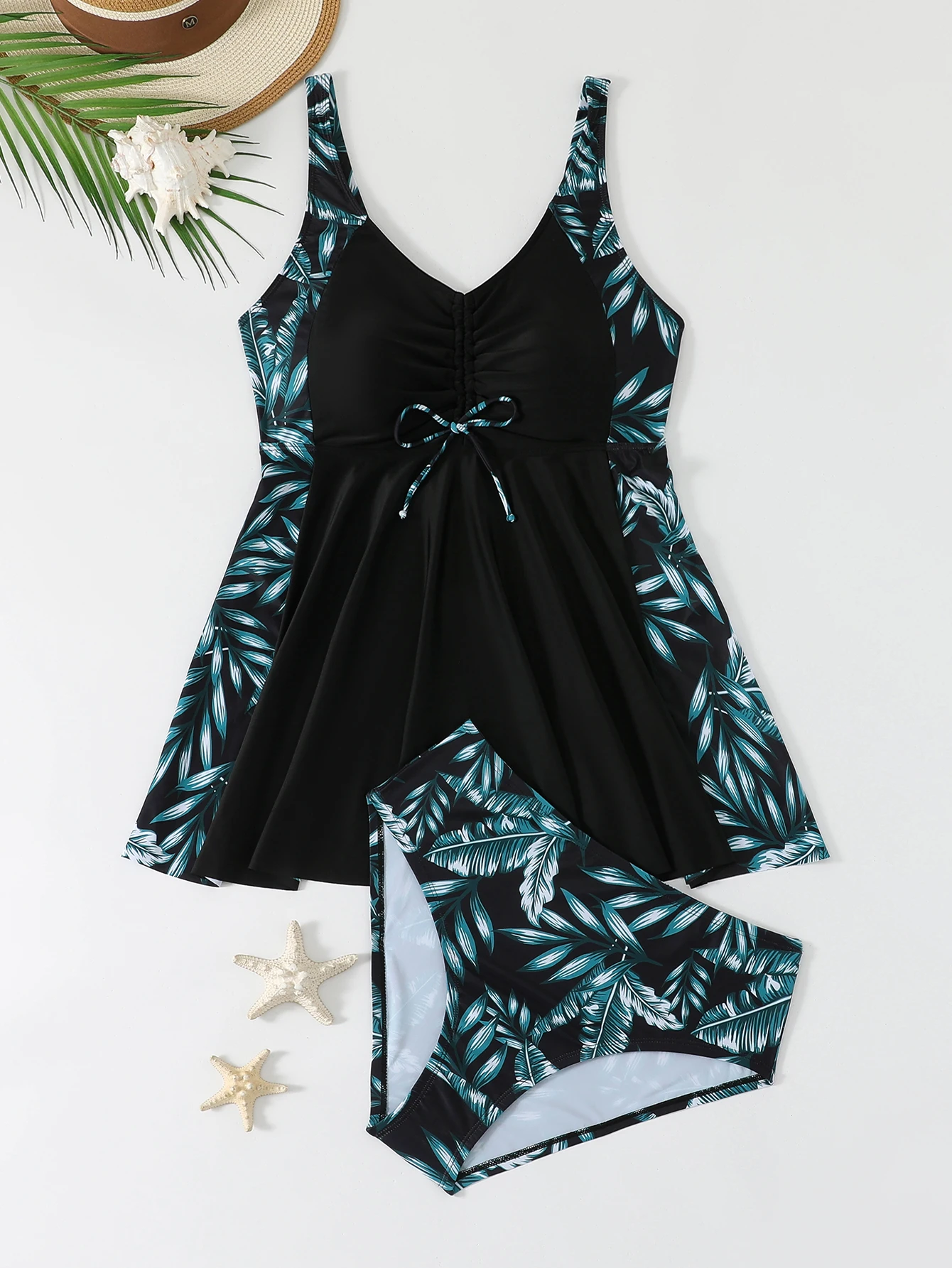 2026 Swimsuit Women Leopard Large Plus Size Tankini 2 Pieces Swimwear Female Bathers Bathing Swimming Swim Suit Beach Dress 5XL