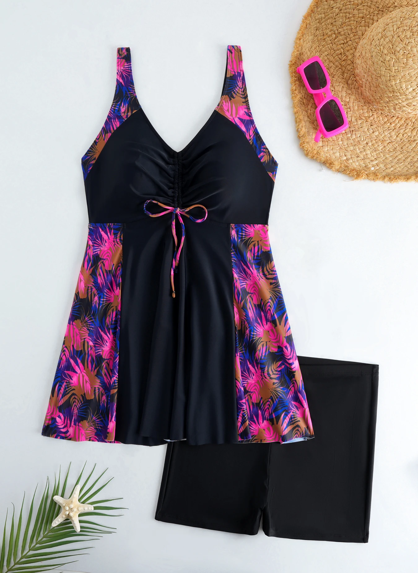 2026 Swimsuit Women Leopard Large Plus Size Tankini 2 Pieces Swimwear Female Bathers Bathing Swimming Swim Suit Beach Dress 5XL