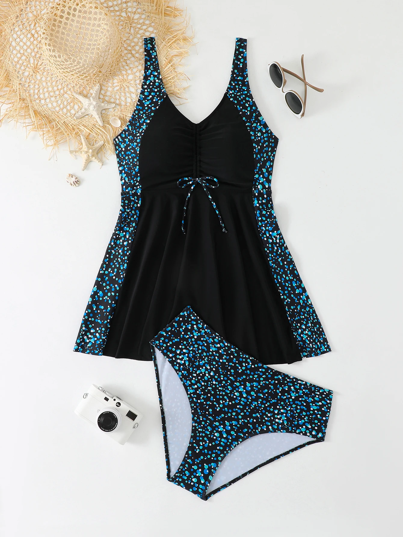 2026 Swimsuit Women Leopard Large Plus Size Tankini 2 Pieces Swimwear Female Bathers Bathing Swimming Swim Suit Beach Dress 5XL