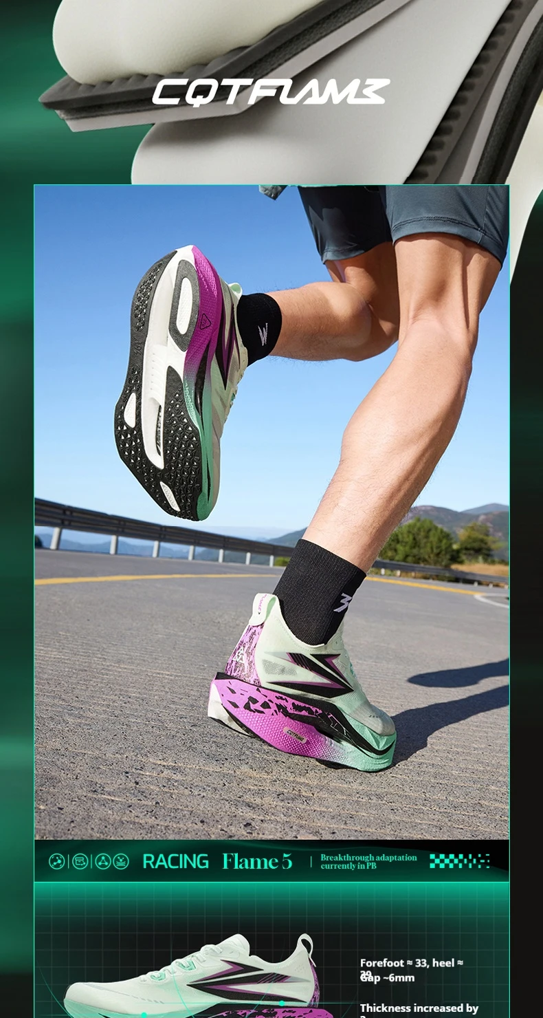 361 Degrees Flame 5 Men's Running Shoes Breathable Stable Rebound Carbon Plate Grippy Durable Marathon Male Sneakers 672612213