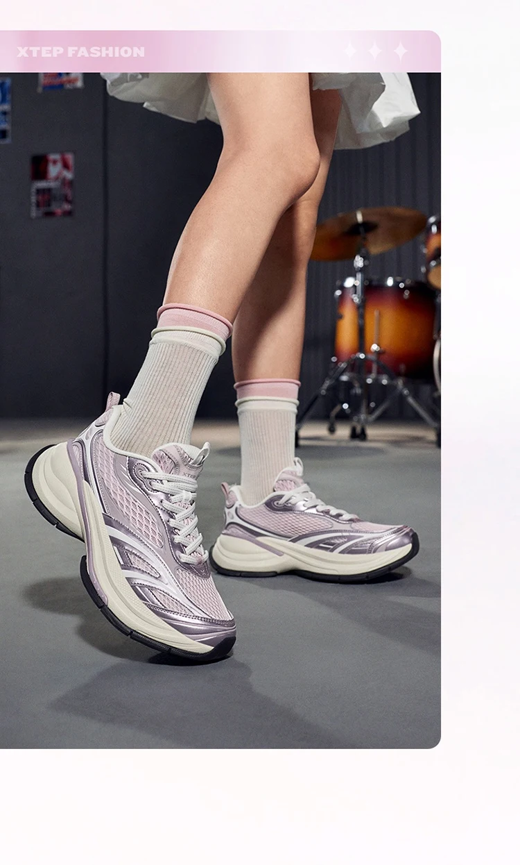 Xtep Basque 3 Sneakers Women Lightweight Wear-Resistant Trendy Durability Thick Sole Casual Sports Female Shoes 874218320006