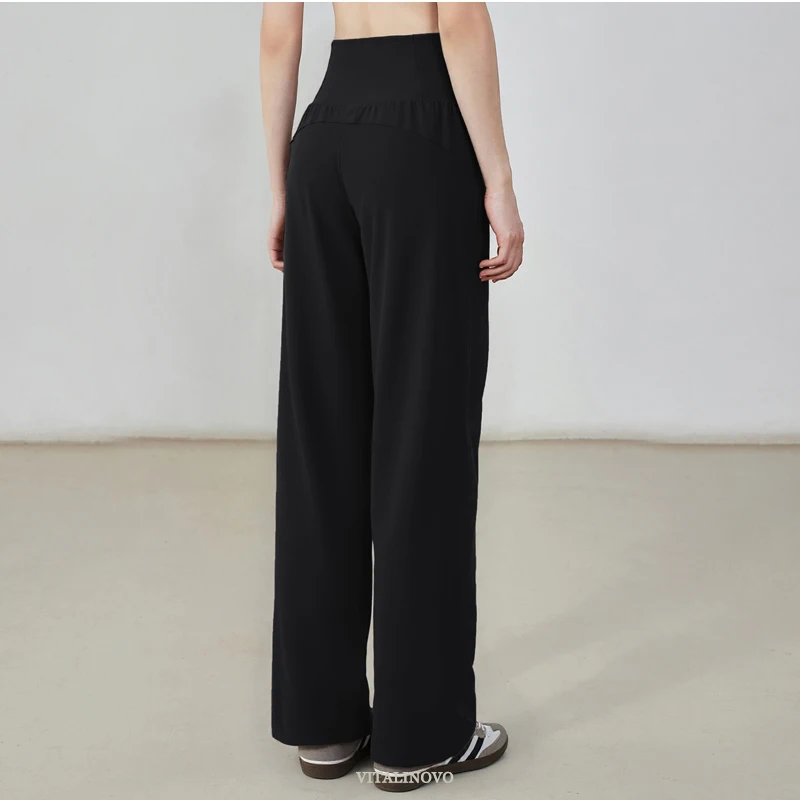 VITALINOVO Wide Leg Yoga Pants for Women Sweatpants with Three Pockets Flare Lounge Pants Loose High Waist Comfy Workout Dance
