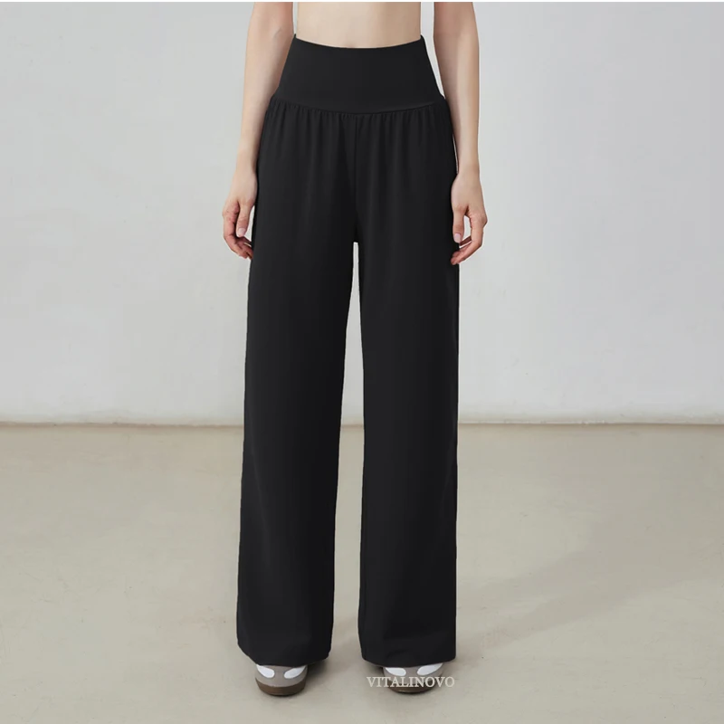 VITALINOVO Wide Leg Yoga Pants for Women Sweatpants with Three Pockets Flare Lounge Pants Loose High Waist Comfy Workout Dance