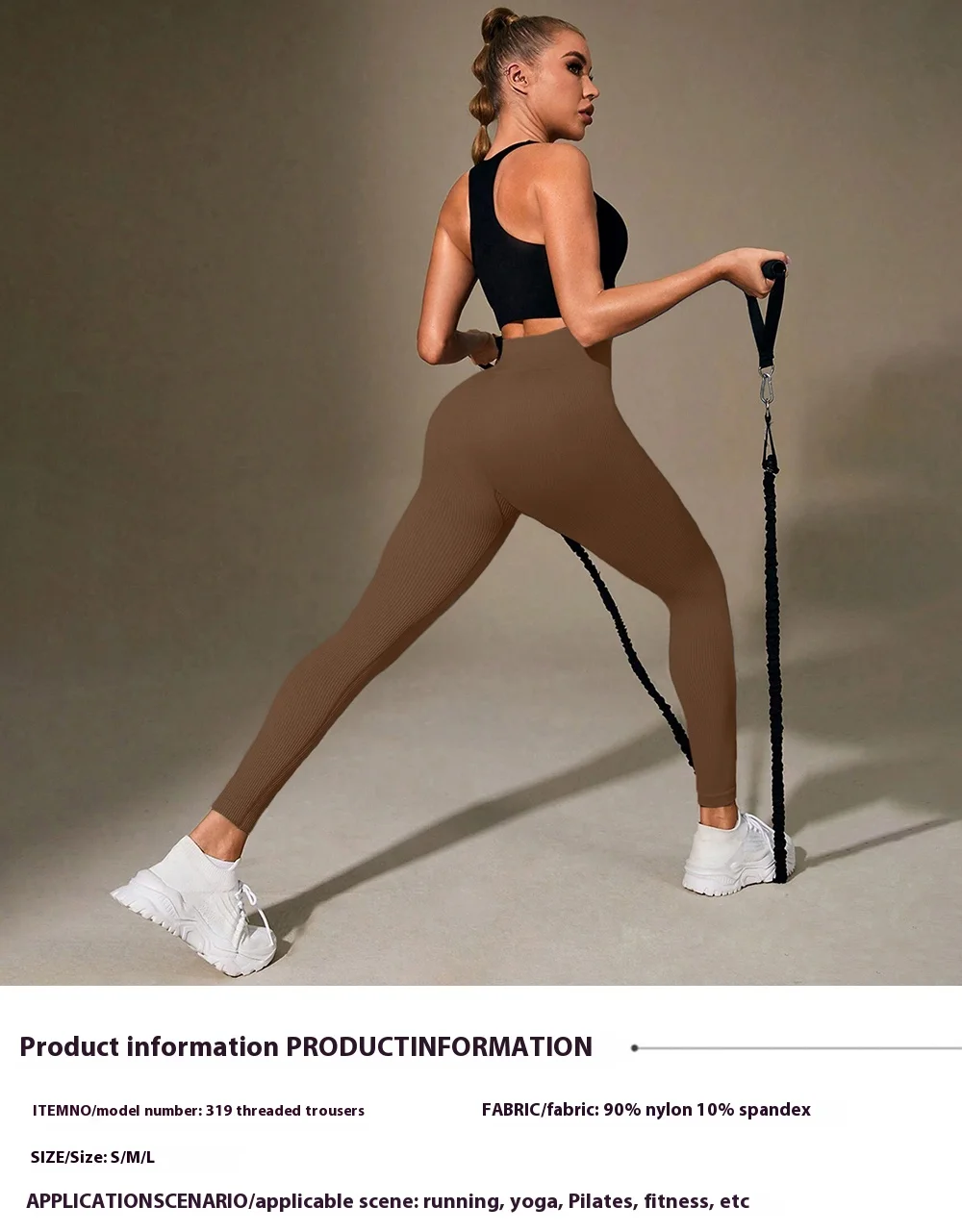 Women's High Waisted Ribbed Yoga Pants - Solid Color Stretchy Tummy Control Workout Leggings for Fitness Gym Lounge & Daily Wear