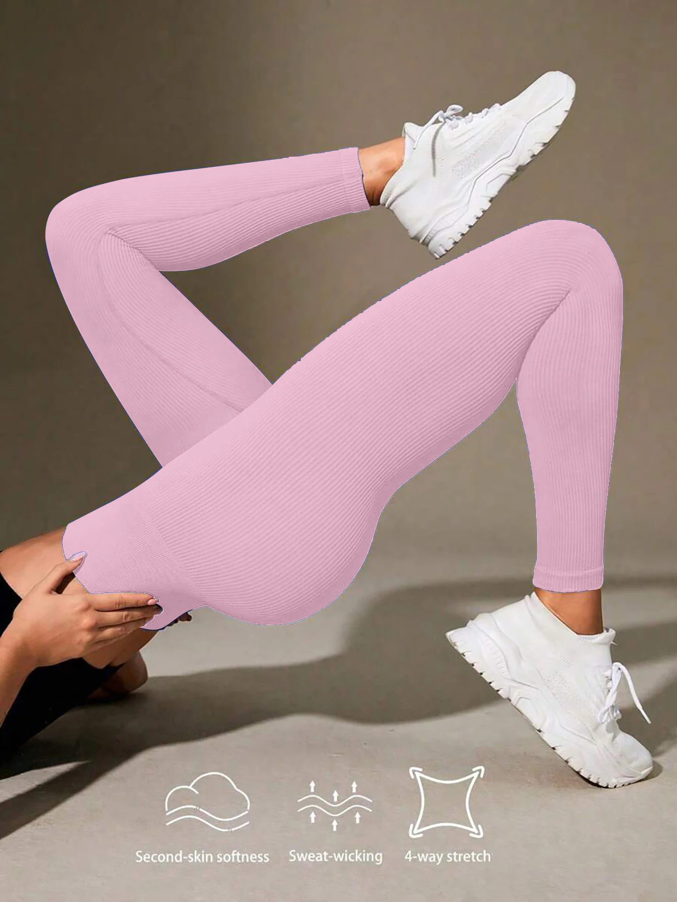 Women's High Waisted Ribbed Yoga Pants - Solid Color Stretchy Tummy Control Workout Leggings for Fitness Gym Lounge & Daily Wear