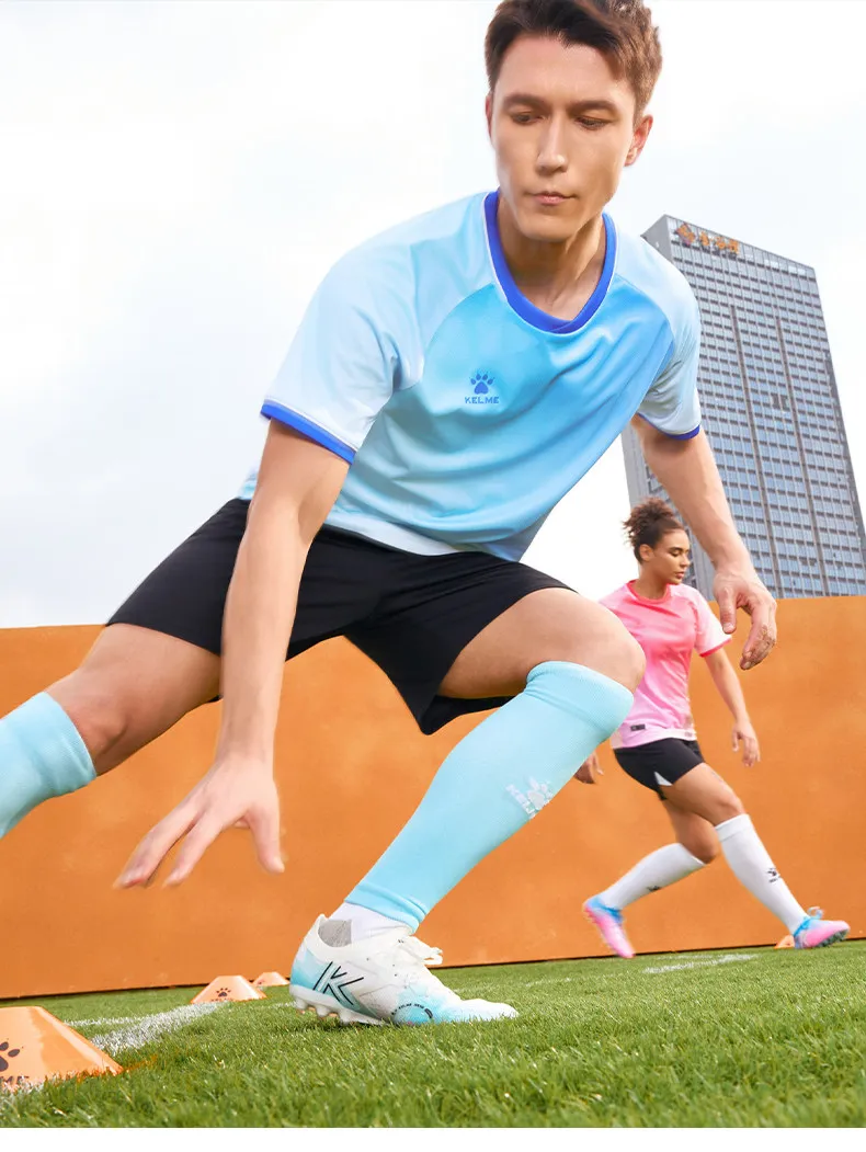 Kelme Men's Football Jacket Quick Drying Breathable Sports Short Sleeve Thin Outdoor Running Round Neck Training Suit